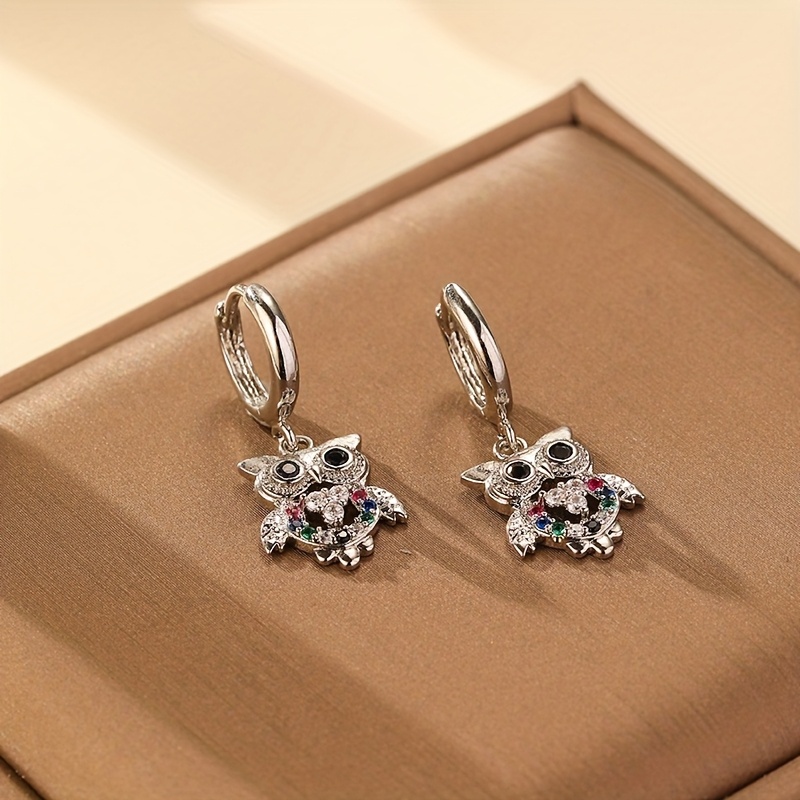2pcs Vintage Bohemian Style Owl Pendant Earrings